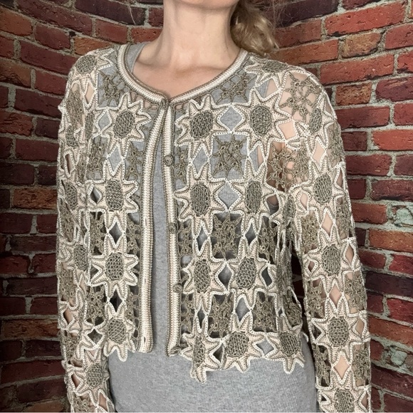 Handmade Crochet Star Pattern Cardigan - Picture 7 of 8